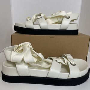 DELTAN Blayke Womens Ankle Wrap Platform Sandals, White Size 8.5